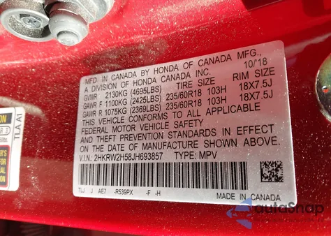 2018 Honda Cr-V Ex z USA, uszkodzony, nr VIN 2HKRW2H58JH693857